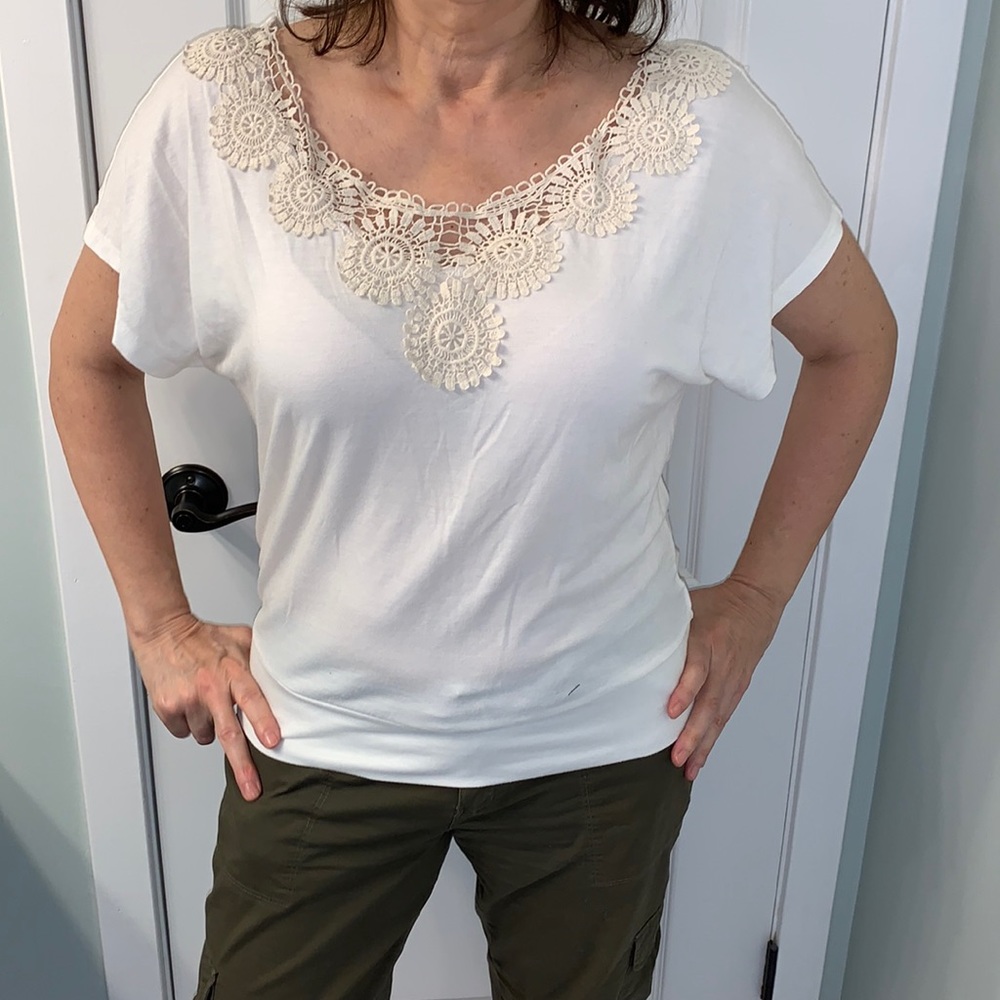 White Top with Cream Embroidery